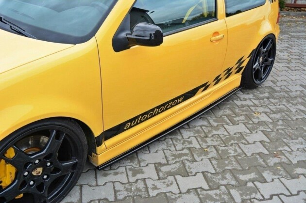 Seitenschweller Ansatz Cup Leisten für VW GOLF 4 R32 schwarz Hochglanz