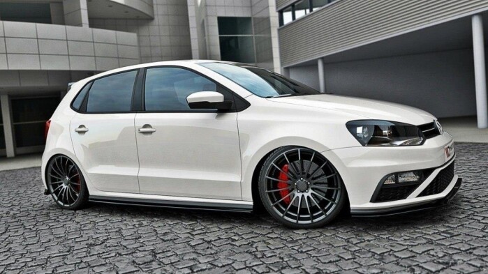 Seitenschweller Ansatz Cup Leisten passend für VW Polo GTI Mk5 vor Facelift schwarz Hochglanz
