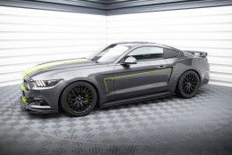 Seitenschweller Ansatz Cup Leisten passend für Ford Mustang GT Mk6 schwarz Hochglanz
