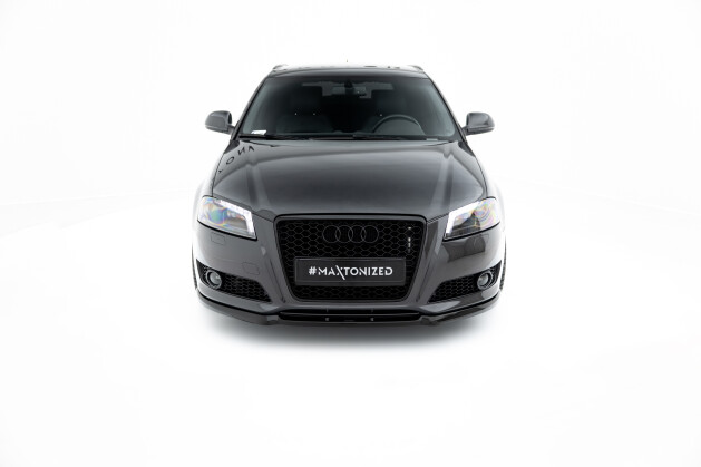 Cup Spoilerlippe Front Ansatz passend für AUDI A3 8P Facelift schwarz Hochglanz