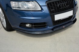 Cup Spoilerlippe Front Ansatz für Audi A6 S-Line C6   schwarz Hochglanz