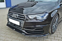 Cup Spoilerlippe Front Ansatz passend für Audi S3 / A3 S-Line 8v Hatchback / Sportback schwarz Hochglanz