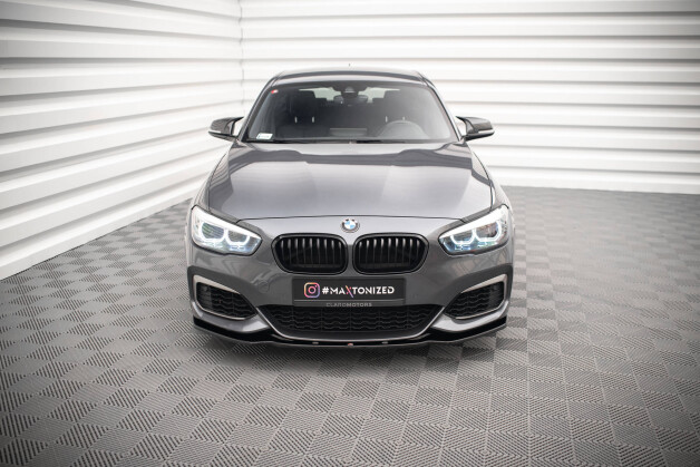 Cup Spoilerlippe Front Ansatz V.1 passend für BMW 1er F20/F21 M-Power FACELIFT schwarz Hochglanz