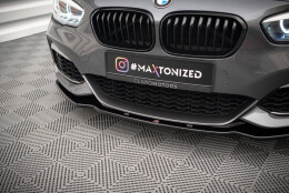 Cup Spoilerlippe Front Ansatz V.1 passend für BMW 1er F20/F21 M-Power FACELIFT schwarz Hochglanz