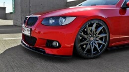 Cup Spoilerlippe Front Ansatz für BMW 3er E92 M Paket vor Facelift schwarz Hochglanz