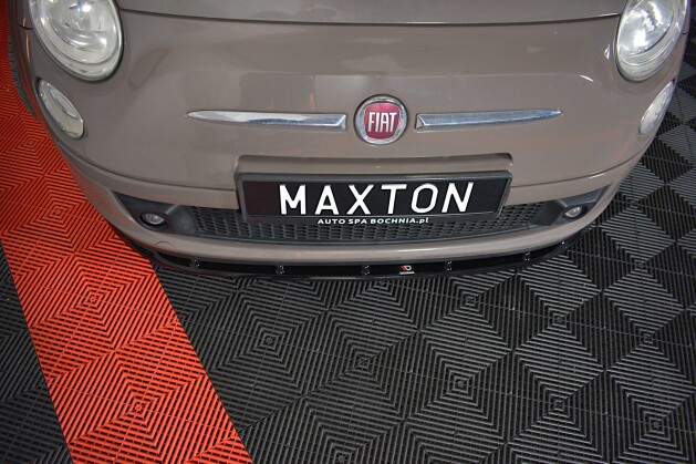 Cup Spoilerlippe Front Ansatz V.1 passend für FIAT 500 HATCHBACK vor Facelift schwarz Hochglanz