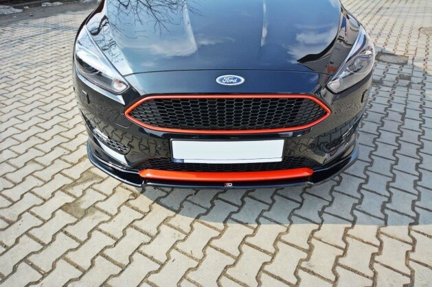 Cup Spoilerlippe Front Ansatz V.2 für Ford Focus ST-Line Mk3 Facelift schwarz Hochglanz