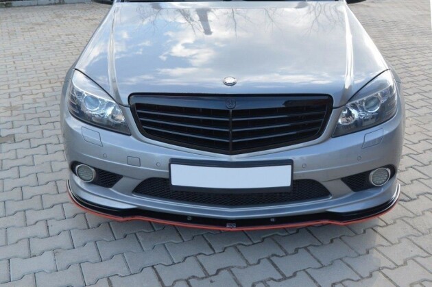 Cup Spoilerlippe Front Ansatz für Mercedes C Limo / Kombi AMG-Line W204 / S204 schwarz Hochglanz