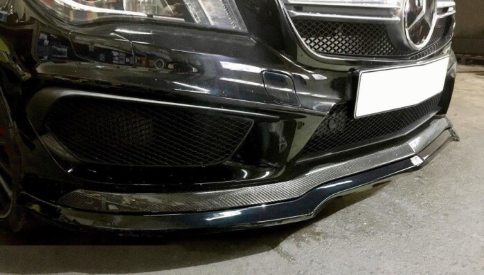 Cup Spoilerlippe Front Ansatz V.1 passend für MERCEDES CLA 45 AMG C117 (vor Facelift) schwarz Hochglanz