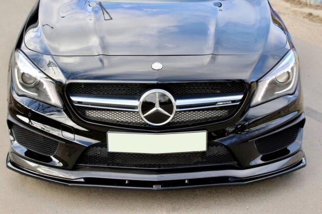 Cup Spoilerlippe Front Ansatz V.2 passend für MERCEDES CLA 45 AMG C117 (vor Facelift) schwarz Hochglanz