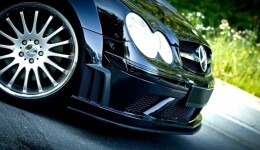 Cup Spoilerlippe Front Ansatz passend für MERCEDES CLK W209 BLACK (SL BLACK SERIES LOOK) schwarz Hochglanz