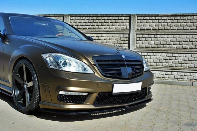 Cup Spoilerlippe Front Ansatz passend für MERCEDES S-KLASSE W221 AMG schwarz Hochglanz
