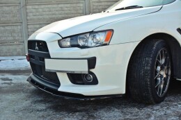 Street+ Spoilerlippe Front Ansatz V.1 passend für Mitsubishi Lancer Evo X schwarz Hochglanz