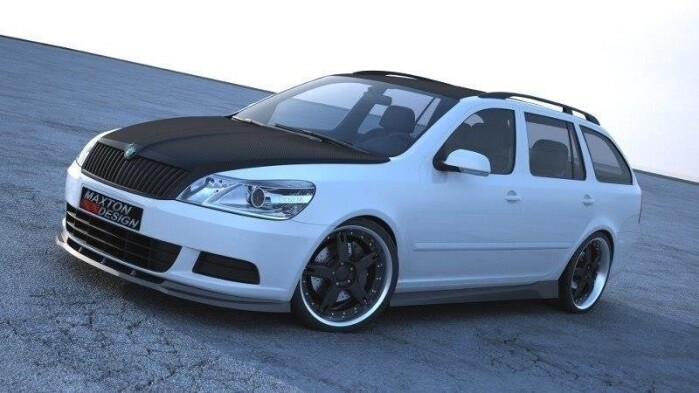 Cup Spoilerlippe Front Ansatz passend für Skoda Octavia Mk2 FL schwarz Hochglanz