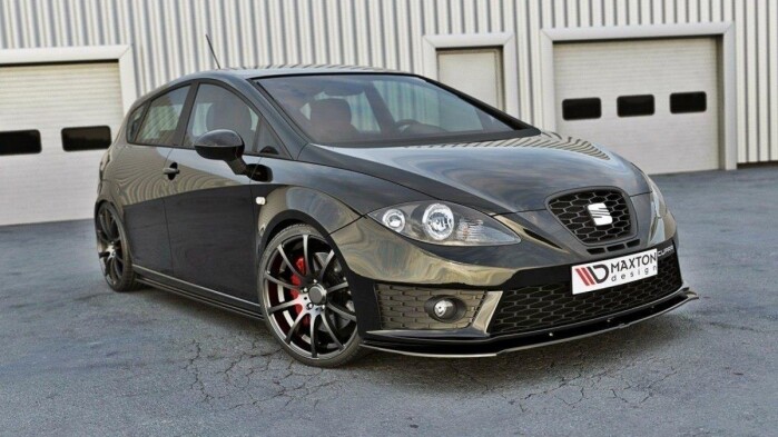 Cup Spoilerlippe Front Ansatz V.1 passend für SEAT LEON MK2 CUPRA FR Facelift schwarz Hochglanz