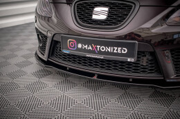 Cup Spoilerlippe Front Ansatz für Seat LEON MK2 CUPRA FR vor FL schwarz Hochglanz