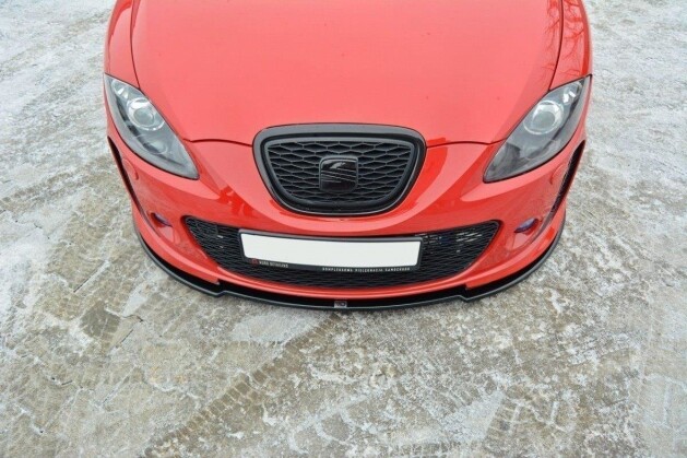 Cup Spoilerlippe Front Ansatz passend für SEAT LEON MK2 MS DESIGN schwarz Hochglanz