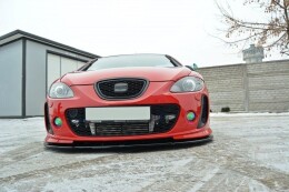 Cup Spoilerlippe Front Ansatz passend für SEAT LEON MK2 MS DESIGN schwarz Hochglanz