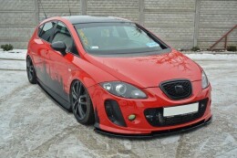 Cup Spoilerlippe Front Ansatz passend für SEAT LEON MK2 MS DESIGN schwarz Hochglanz