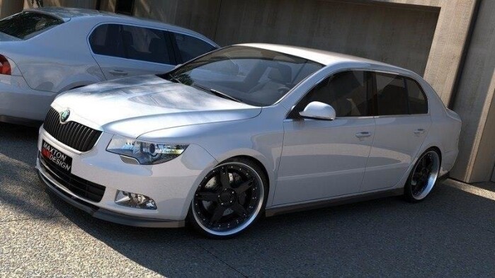 Cup Spoilerlippe Front Ansatz passend für Skoda Superb Mk2 schwarz Hochglanz