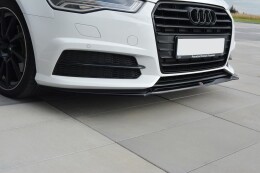 Cup Spoilerlippe Front Ansatz V.1 für Audi A6 C7 S-line/ S6 C7 Facelift schwarz Hochglanz
