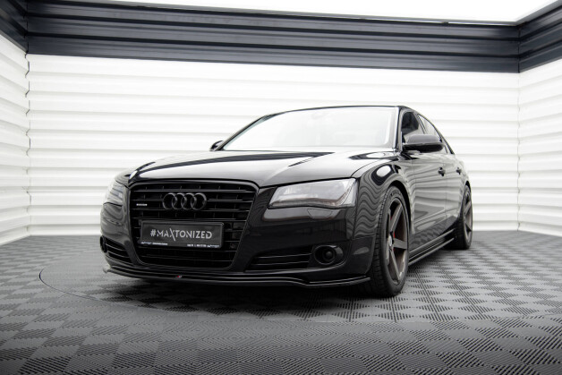 Cup Spoilerlippe Front Ansatz passend für Audi A8 D4 schwarz Hochglanz