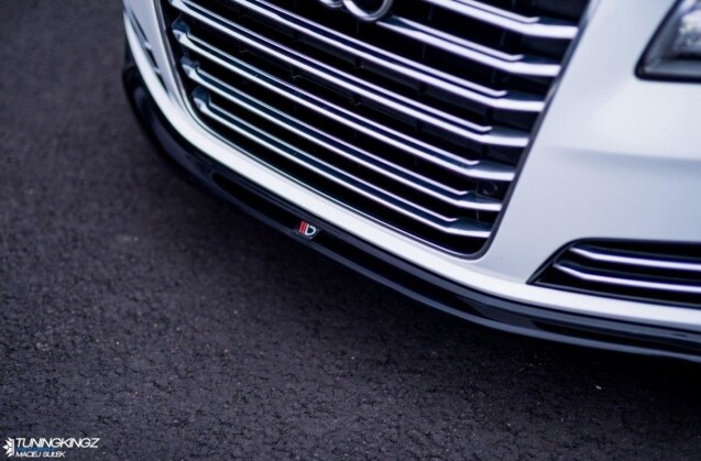 Cup Spoilerlippe Front Ansatz V.1 für Audi A8 D4 schwarz Hochglanz
