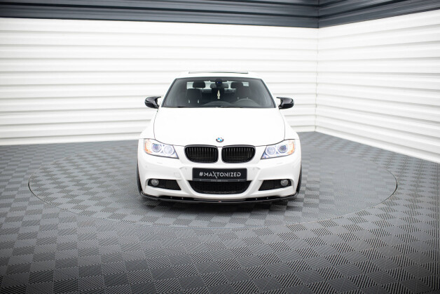 Cup Spoilerlippe Front Ansatz V.1 passend für BMW 3er Limousine / Touring M-Paket E90 / E91 Facelift schwarz Hochglanz