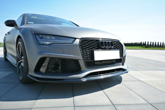 Cup Spoilerlippe Front Ansatz V.2 für Audi RS7 C7 schwarz Hochglanz