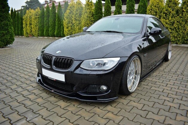 Cup Spoilerlippe Front Ansatz V.2 für BMW 3er E92 M Paket FL schwarz Hochglanz