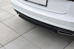 Mittlerer Cup Diffusor Heck Ansatz für Audi A6 C7 Avant S-line Facelift schwarz Hochglanz