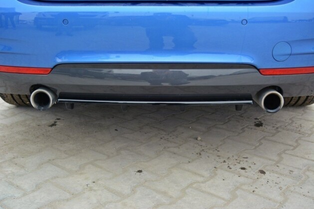 Mittlerer Cup Diffusor Heck Ansatz passend für BMW 4er Coupe / Gran Coupe / Cabrio M-Paket F32 / F36 / F33 im DTM LOOK schwarz Hochglanz