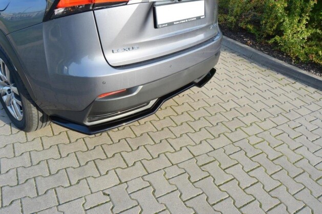 Mittlerer Cup Diffusor Heck Ansatz passend für Lexus NX Mk1 H schwarz Hochglanz
