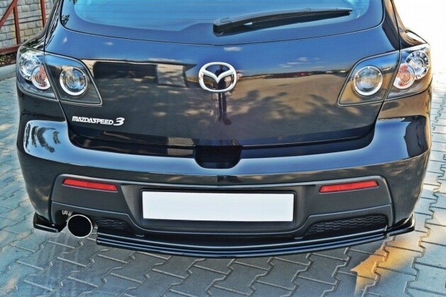 Mittlerer Cup Diffusor Heck Ansatz passend für MAZDA 3 MPS MK1 PREFACE US-Spec Version schwarz Hochglanz