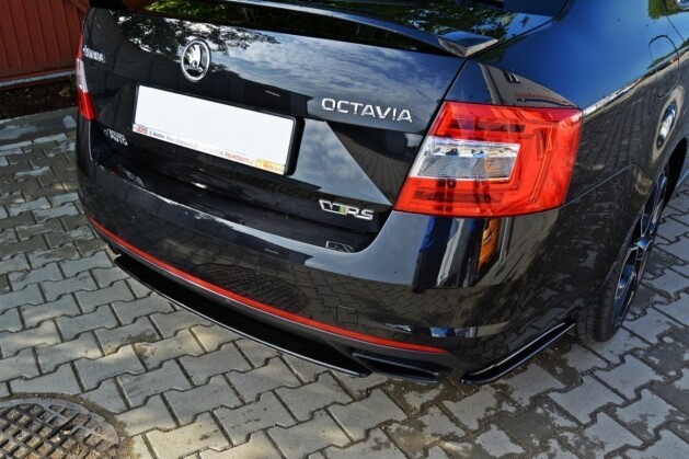 Street+ Mittlerer Diffusor Heck Ansatz RACE passend für Skoda Octavia III RS schwarz Hochglanz