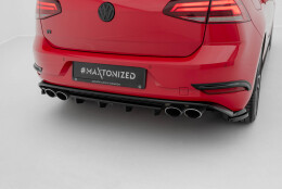 Mittlerer Cup Diffusor Heck Ansatz passend für VW Golf R Hatchback Mk7 Facelift schwarz Hochglanz