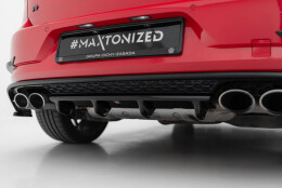 Mittlerer Cup Diffusor Heck Ansatz passend für VW Golf R Hatchback Mk7 Facelift schwarz Hochglanz