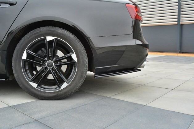 Heck Ansatz Flaps Diffusor passend für Audi A6 Avant / Limousine C7 schwarz Hochglanz