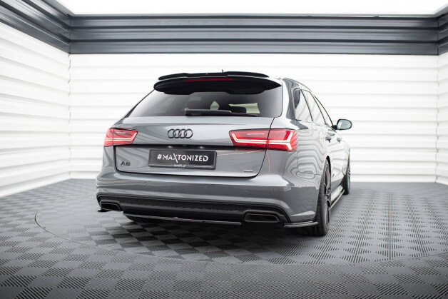 Heck Ansatz Flaps Diffusor V.1 passend für Audi A6 / A6 C7 S-line/ S6 C7 Facelift schwarz Hochglanz