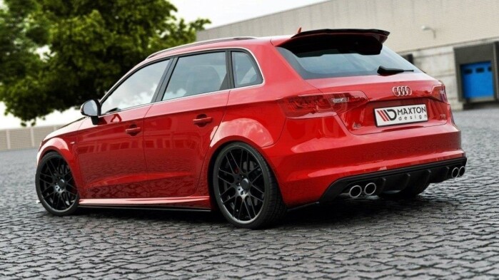 Heck Ansatz Flaps Diffusor passend für Audi S3 / A3 S-Line 8V Hachback / Sportback schwarz Hochglanz