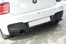 Heck Ansatz Flaps Diffusor passend für BMW 1er F20/F21 M-Power (vor Facelift) Carbon Look