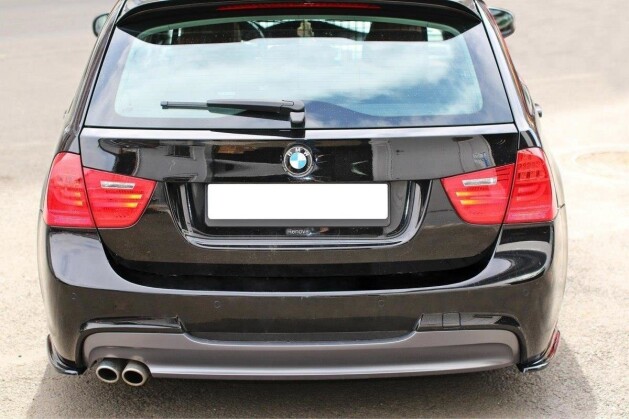 Heck Ansatz Flaps Diffusor für BMW 3er Limo / Touring M-Paket E90 / E91 FL schwarz Hochglanz