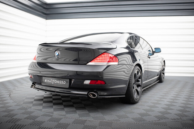 Heck Ansatz Flaps Diffusor passend für BMW 6er Coupe E63 / Cabrio E64 schwarz Hochglanz