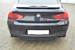 Heck Ansatz Flaps Diffusor passend für BMW 6er Gran Coupé M Paket schwarz Hochglanz
