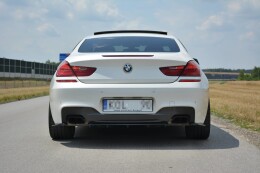 Heck Ansatz Flaps Diffusor passend für BMW 6er Gran Coupé M Paket schwarz Hochglanz
