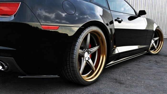 Heck Ansatz Flaps Diffusor passend für Chevrolet Camaro SS / Standard Mk5 schwarz Hochglanz