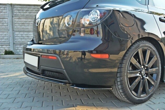 Heck Ansatz Flaps Diffusor passend für MAZDA 3 MPS MK1 (PREFACE) US-Spec Version schwarz Hochglanz