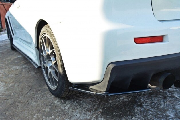 Heck Ansatz Flaps Diffusor passend für Mitsubishi Lancer Evo X schwarz Hochglanz