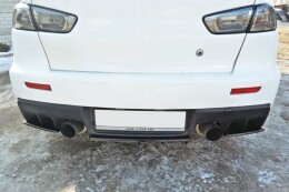 Heck Ansatz Flaps Diffusor passend für Mitsubishi Lancer Evo X schwarz Hochglanz