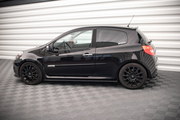 Heck Ansatz Flaps Diffusor passend für RENAULT CLIO III RS schwarz Hochglanz